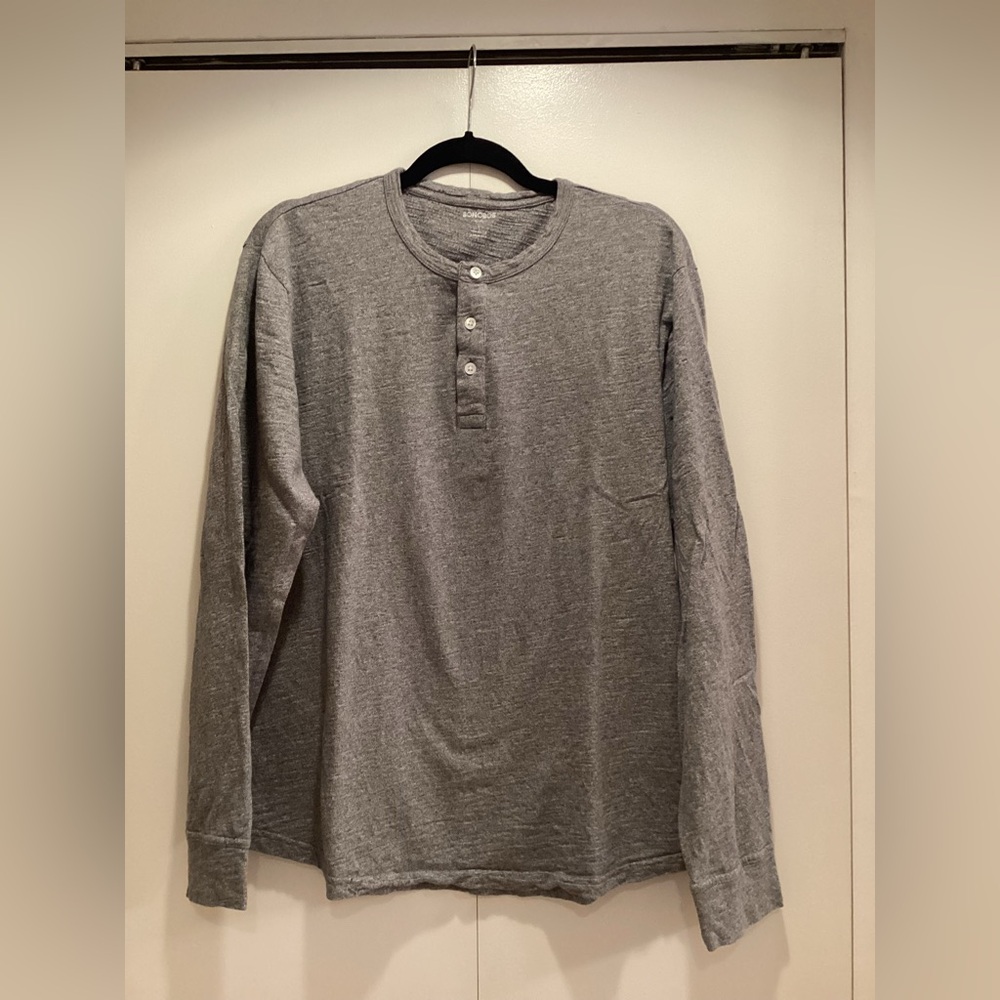 Bonobos Gray Henley Long Sleeve Shirt